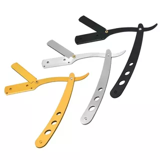 สีสัน Professional Manual Shaver Straight Edge Stainless Steel Sharp Barber Razor พับโกน Beard Cutter