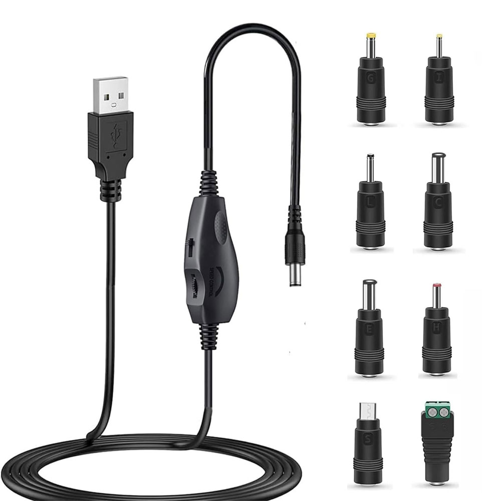 อะแดปเตอร์ควบคุมความเร็วพัดลม 12V USB 5V เป็น DC 12V ปรับได้ 5-12V