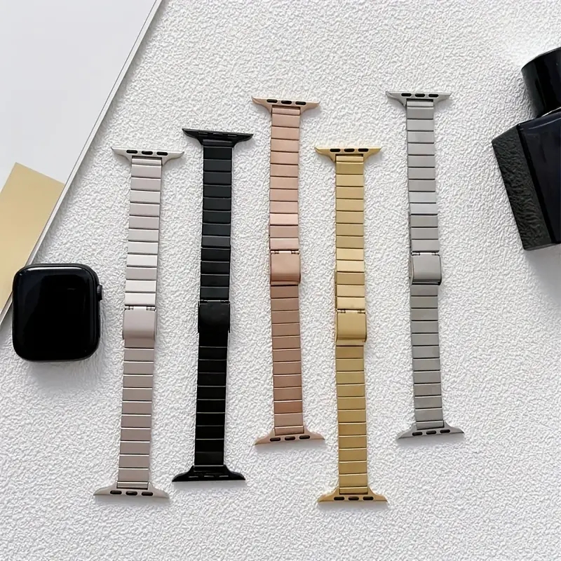 เหมาะสําหรับ Applewatch98765432 สายนาฬิกาข้อมือ สายสแตนเลสโลหะ ทรงสี่เหลี่ยม ขนาดเล็ก สําหรับ IwatchUlrta Watch Band SE