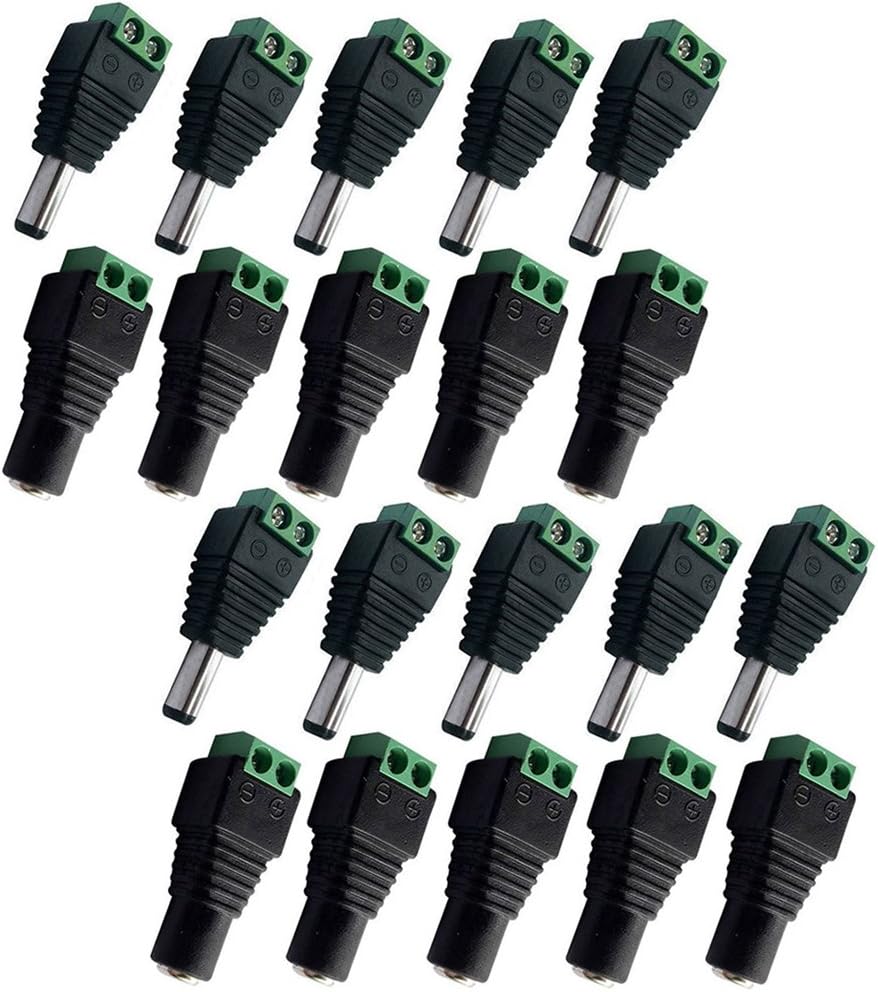 อะแดปเตอร์แจ็คเชื่อมต่อ 12V DC 5.5 มม. x 2.1 มม. CENTROPOWER (10 x ตัวผู้ + 10 x ตัวเมีย) สําหรับแถบไฟ Led กล้องวงจรปิด รักษาความปลอดภัย สายเคเบิลกล้อง