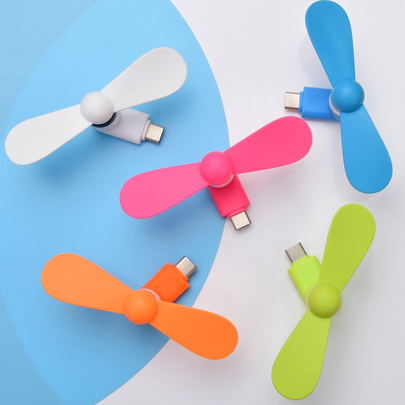 โทรศัพท ์ USB เปลี ่ ยนพัดลมขนาดเล ็ กน ่ ารักแบบพกพาสีสุ ่ มพอร ์ ตไฟ Android Type-C 1 แพ ็ ค