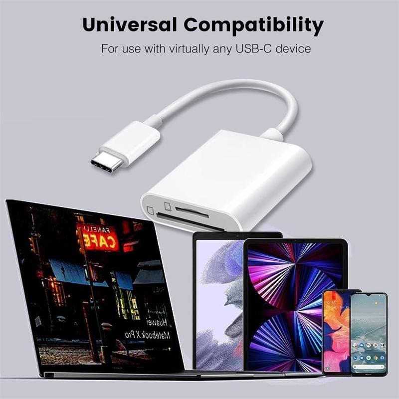 อะแดปเตอร์การ์ดรีดเดอร์ USB C SD TF 3-in-1 Type C USB 3.0 OTG ถ่ายโอนข้อมูลเร็ว สําหรับกล้องเกม Samsung และอื่นๆ