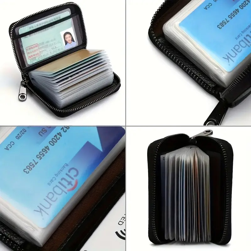 กระเป๋าสตางค์ หนัง PU แต่งซิป พร้อมช่องใส่บัตร 20 ช่อง เหมาะกับของขวัญ สําหรับผู้ชาย