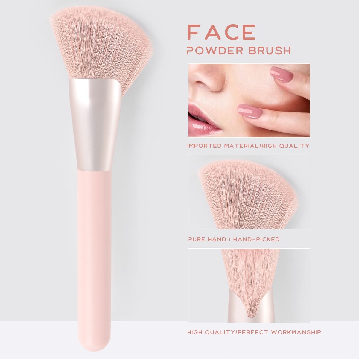Findcolor แปรงแต่งหน้า แปรงปัดแก้ม แปรงคอนทัวร์ อเนกประสงค์ สีชมพู 1 ชิ้น