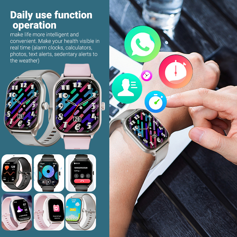 นาฬิกาข้อมือสมาร์ทวอทช์ หน้าจอสัมผัส 2.01 นิ้ว วัดแคลอรี่ ความสามารถในการโทร ติดตามการออกกําลังกาย โหมดออกกําลังกาย เครื่องนับก้าว โหมดออกกําลังกาย Android iPhone
