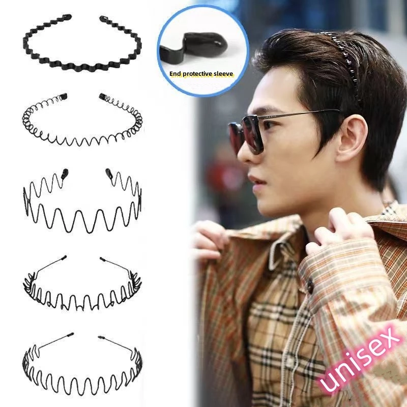 หัวแบนด์โลหะใหม่ กันลื่น ยืดหยุ่น สำหรับกีฬา ฟิตเนส สวมใส่ได้ทั้งชายและหญิง สีดำ