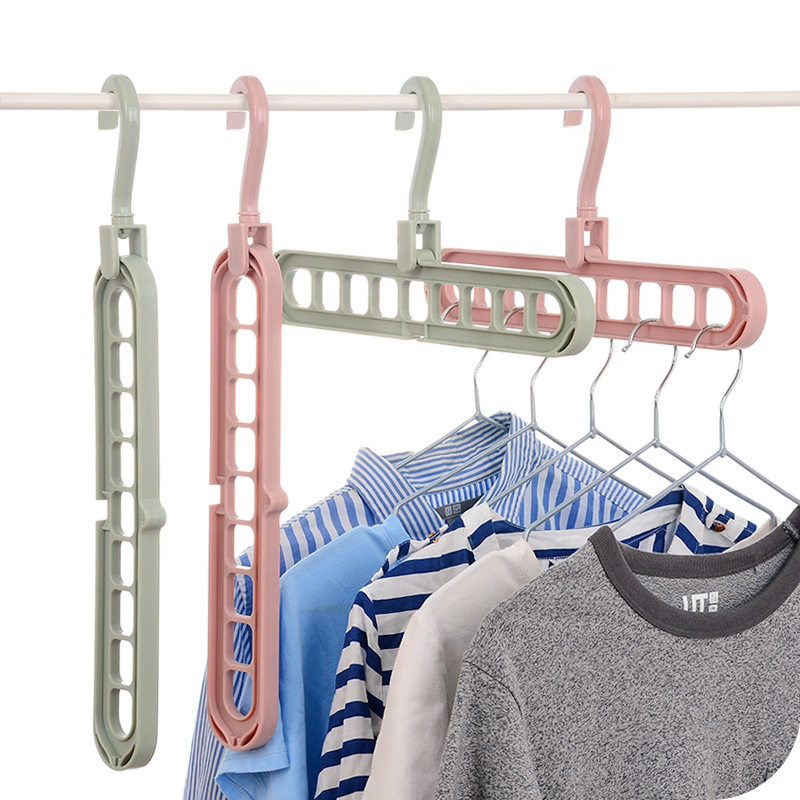 9 หลุมแขวนเสื้อผ้าOrganizer Space Saving Hanger Multi-FunctionพับMagicแขวนDrying Racksผ้าพันคอเสื้อผ้า