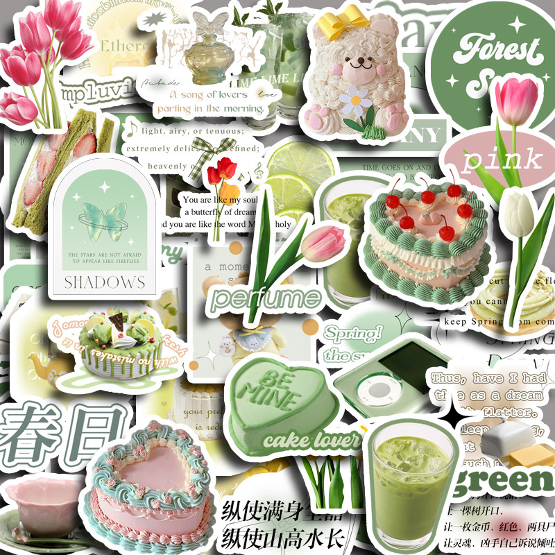 สติกเกอร์ ลายมิ้นท์ สําหรับตกแต่งสมุดภาพ เครื่องเขียน Diy จํานวน 55 ชิ้น