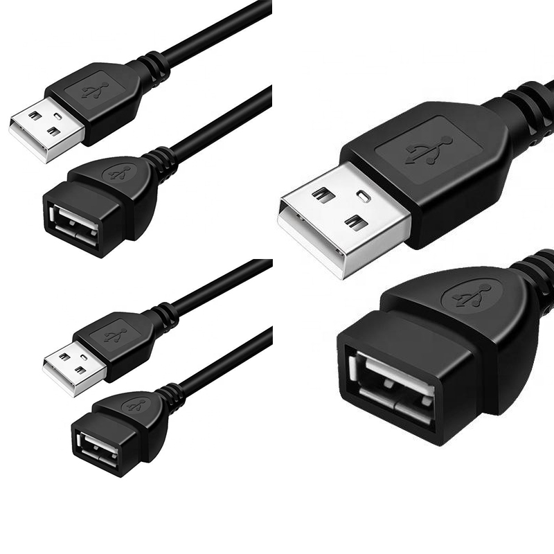 สายเคเบิลต่อขยาย USB 2.0 Type A ตัวผู้ เป็นตัวเมีย สีดํา สําหรับเครื่องพิมพ์ คีย์บอร์ด เมาส์ แฟลชไดรฟ์ ฮาร์ดไดรฟ์ ตัวควบคุม 3 แพ็ค