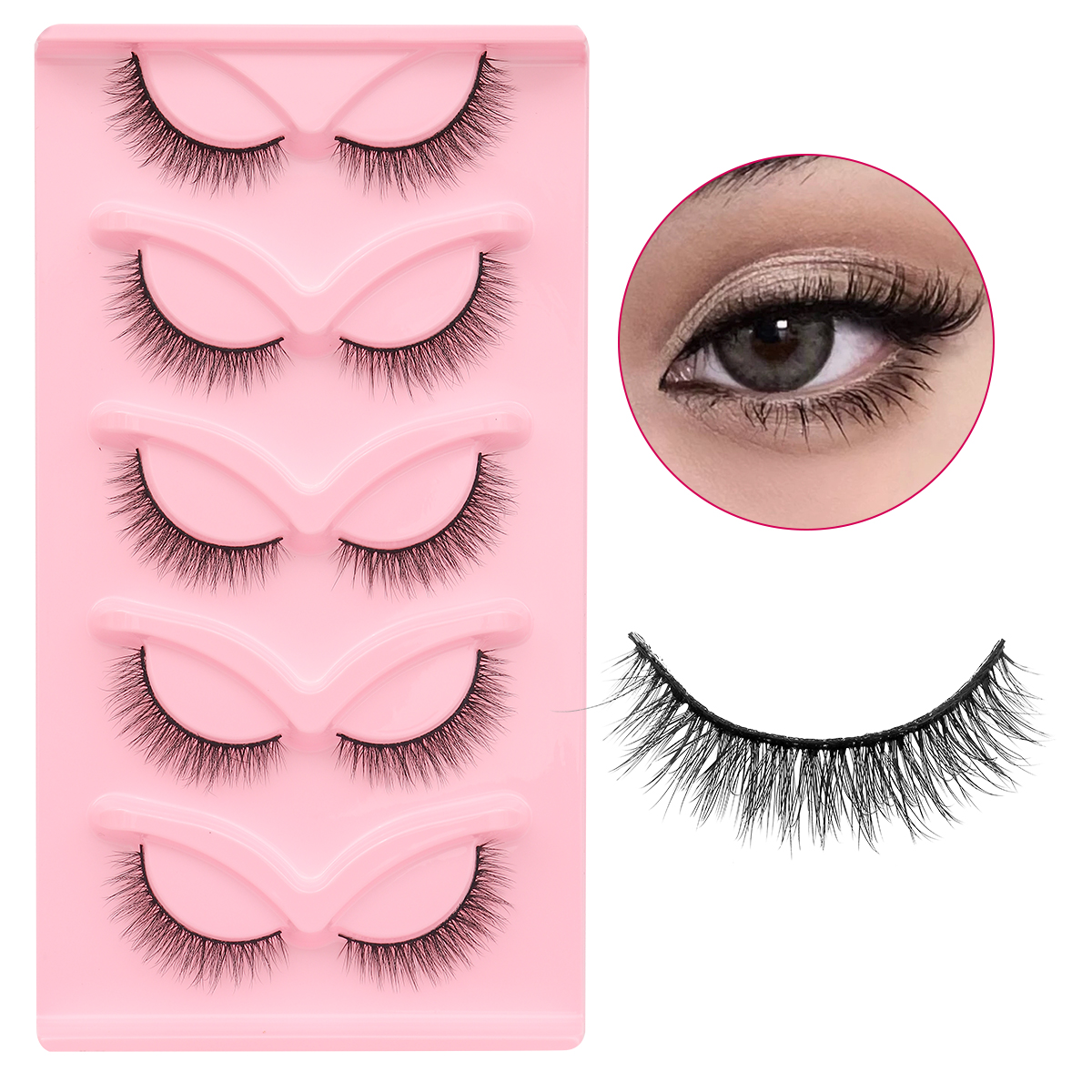 Milai-yj-ln80 ขนตาปลอม 3D C-Curl ยาวธรรมชาติ แฮนด์เมด 11 มม. 5 คู่