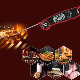 เครื่องวัดอุณหภูมิเนื้อสัตว์ แบบอ่านทันที สําหรับห้องครัว ทําอาหาร เบเกอรี่ ของเหลว ลูกกวาด ย่าง บาร์บีคิว - อ่านค่าได้เร็วและแม่นยํา 3 วินาที - เหมาะสําหรับการทําอาหารกลับบ้าน โรงเรียน 1 ชิ้น