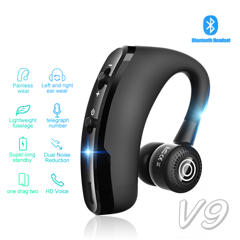 หูฟัง V9 บลูทูธ 5.0 หูฟังไร้สาย ควบคุมด้วยเสียง ฟังเพลง กีฬา ใช้งานฟรีสำหรับธุรกิจ และระบบตัดเสียงรบกวน
