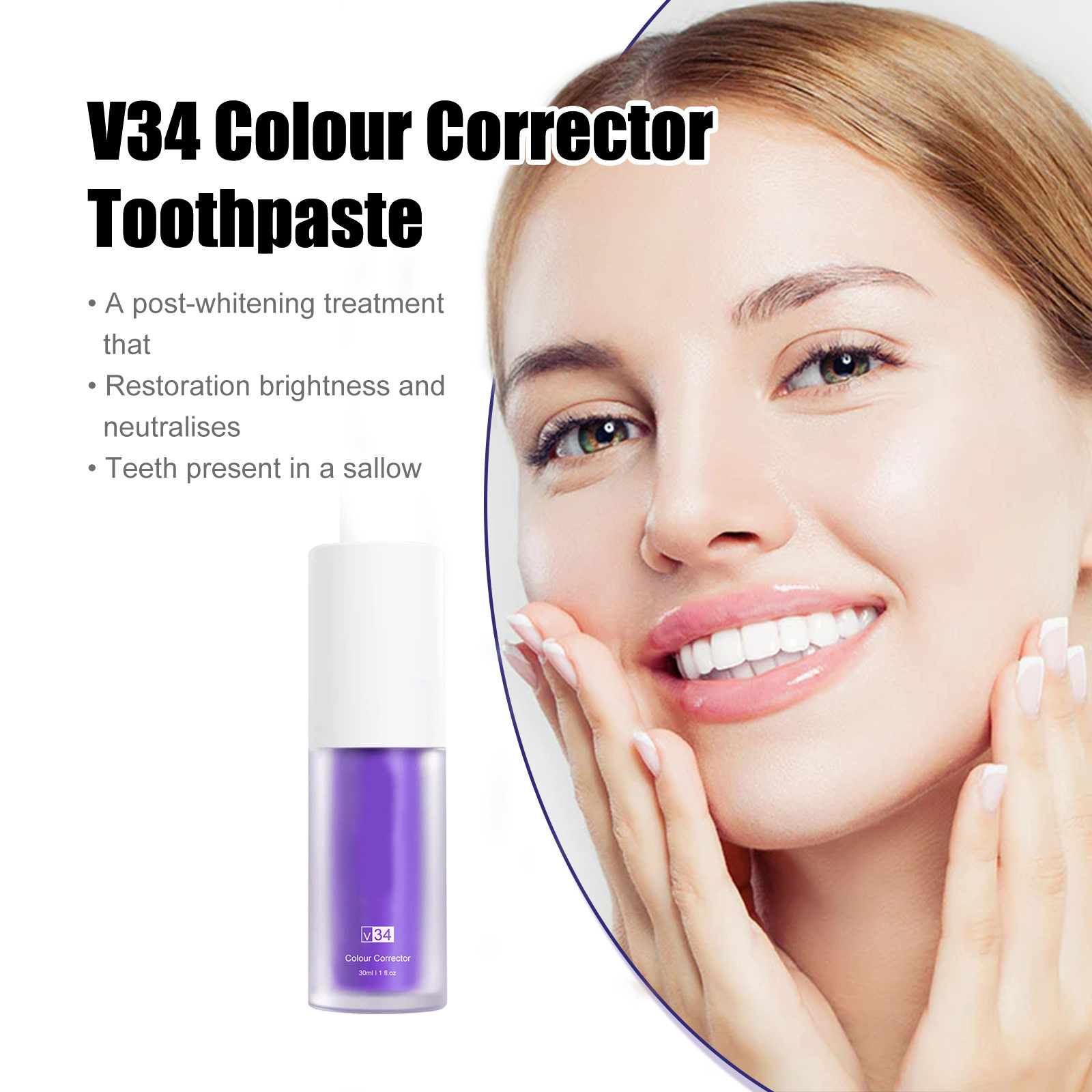 V34 Color Correcting Serum Tooth Remove Tartar Remove Bad Breath ยาสีฟันไวท์เทนนิ่งเซรั่ม 30ml