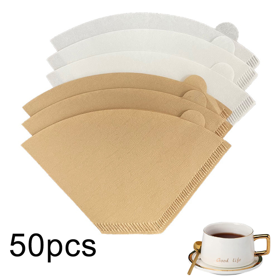 กระดาษกรองกาแฟ 1-4 ถ้วย แบบใช้แล้วทิ้ง สําหรับเทกาแฟดริป 50 ชิ้น
