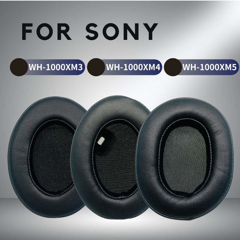 แผ่นโฟมรองหูฟัง หนังนิ่ม กันเสียง เพิ่มความหนา สีดํา แบบเปลี่ยน สําหรับ SONY SONY WH-1000XM3 WH1000XM4 WH1000XM5