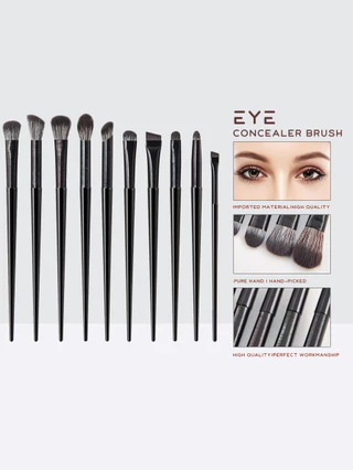 มืออาชีพ10สีดําอายแชโดว์ชุดแปรงอายไลเนอร์รอยเปื้อนคอนซีลเลอร์ไฮไลท์แปรงสร้างประณีตตาแต่งหน้า