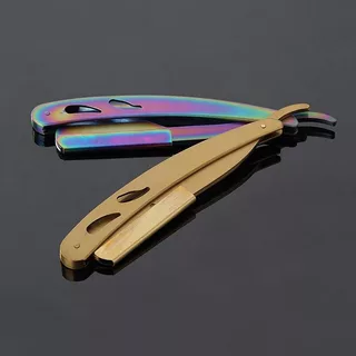 สีสัน Professional Manual Shaver Straight Edge Stainless Steel Sharp Barber Razor พับโกน Beard Cutter