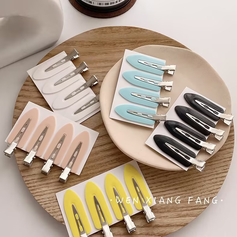 กิ๊บติดผมเด็กไร้รอยต่อที่คาดผมเด็ก Duckbill Hairpins อุปกรณ์เสริมบางด้านข้าง, 4 ชิ้น