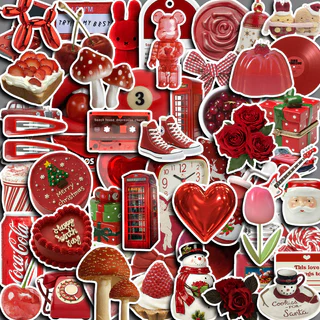 Retro สีแดง Washi สติกเกอร์แล็ปท็อป 60 ชิ้นสติกเกอร์น่ารักสติกเกอร์ความงามกันน้ําโทรศัพท์สําหรับโรงเรียนส่วนบุคคล
