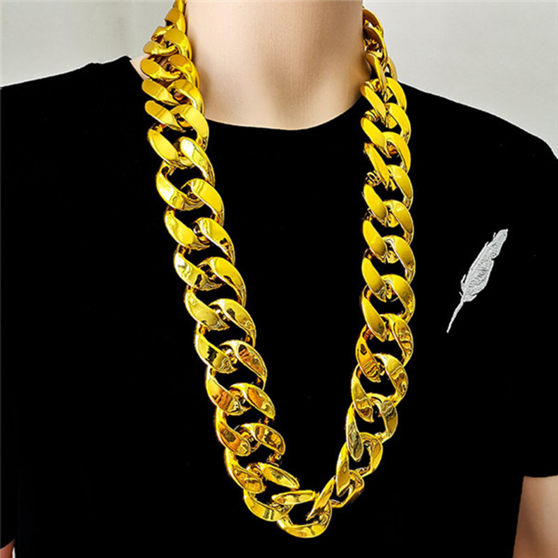 Gold Big Hip Hop สร้อยคอโซ่ผู้ชาย Prop Party เครื่องแต่งกายอุปกรณ์เสริม
