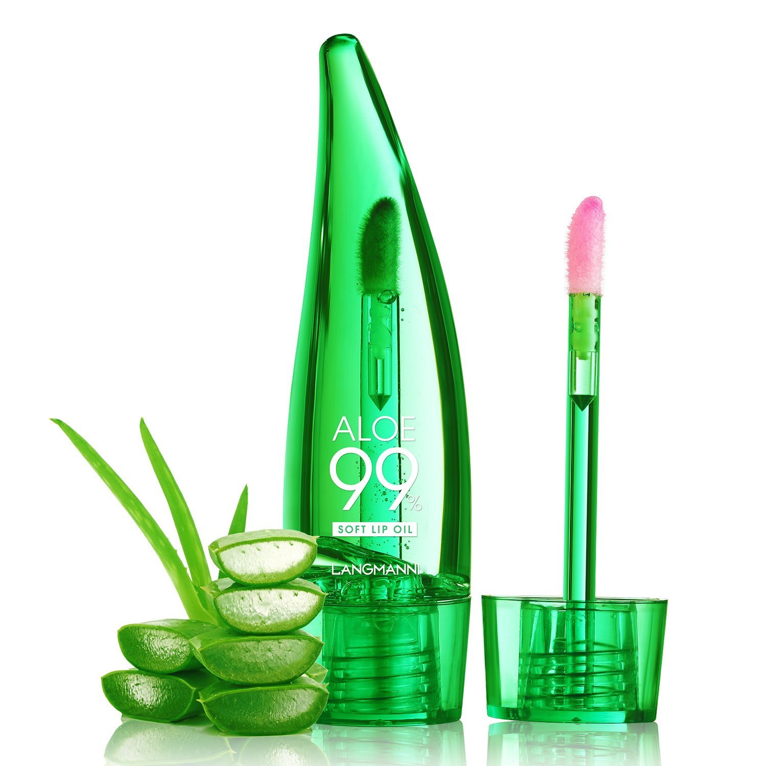 Langmanni Aloe Color Changing Lip Oil Long-Lasting Moisturizing Lip Balm Liquid ลิปสติกแต่งหน้าลิปกลอส