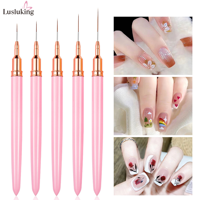 Lusluking ปากกาวาดเล็บ 7 9 11 15 20 มม. สีชมพู สําหรับวาดภาพ วาดลายเล็บ