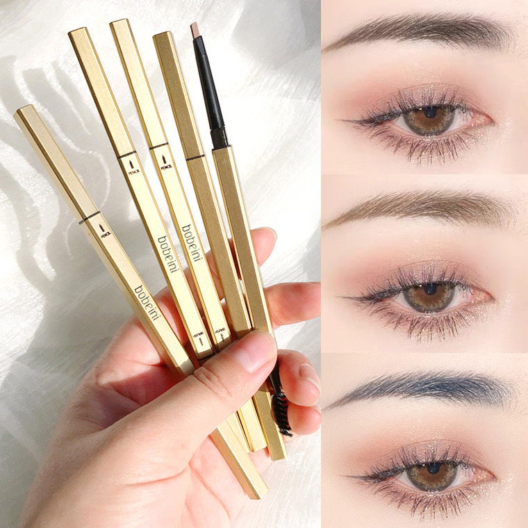 Small Gold Bar Double-Headed Eyebrow Pencil สามมิติ Eyebrow Shape กันน ้ ําเหงื ่ อยาว @