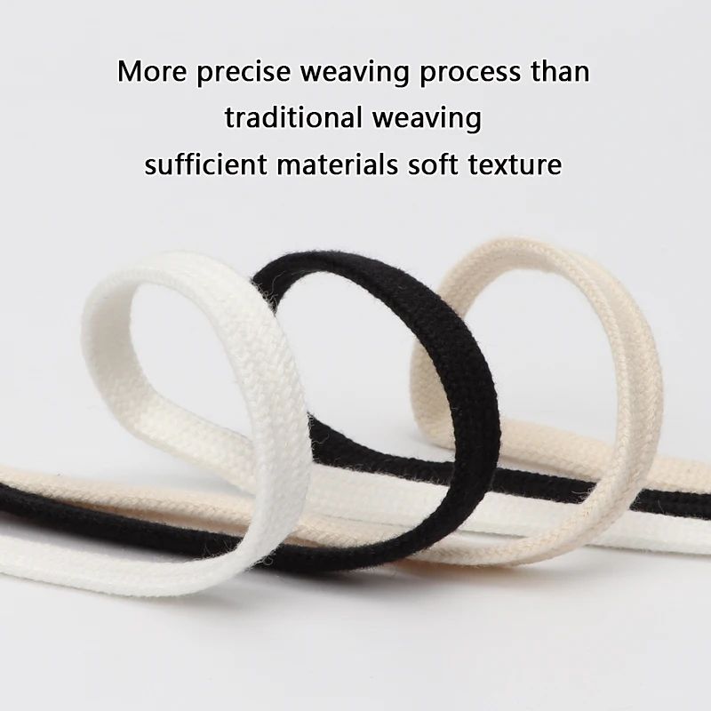 1 คู่ผ้าใบ Shoelaces แบนผ้าฝ้าย Laces สําหรับรองเท้าผ้าใบผู้ชายผู้หญิงสีขาว Beige