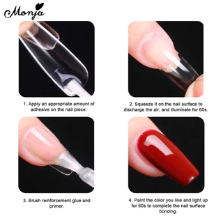Monja 550 ชิ้น Matte เล็บปลอมเคล็ดลับ Frosted ปลอมโลงศพอัลมอนด์รูปไข่สแควร์แต่งเล็บเทียม