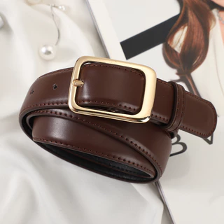 สตรีใหม่อินเทรนด์ Slim Gold Pin Buckle ทนทานเข็มขัด Chic อเนกประสงค์สําหรับกางเกงยีนส์สํานักงาน Casual