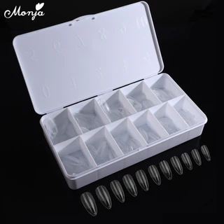 Monja 550 ชิ้น Matte เล็บปลอมเคล็ดลับ Frosted ปลอมโลงศพอัลมอนด์รูปไข่สแควร์แต่งเล็บเทียม