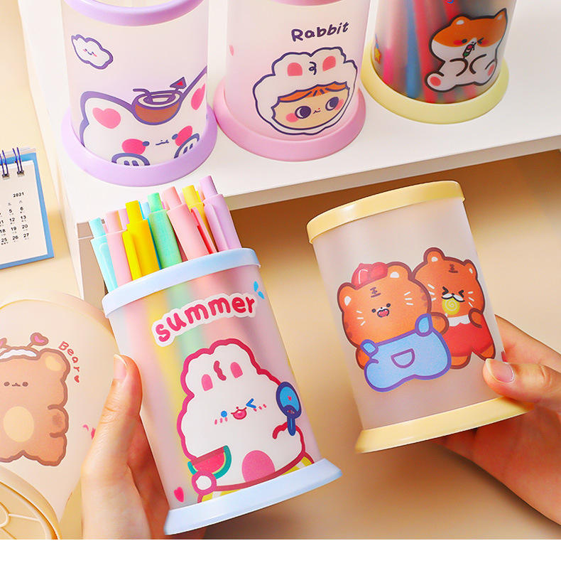 กล่องใส่ปากกา เครื่องเขียน แบบตั้งโต๊ะ DIY สไตล์สร้างสรรค์ สําหรับนักเรียน