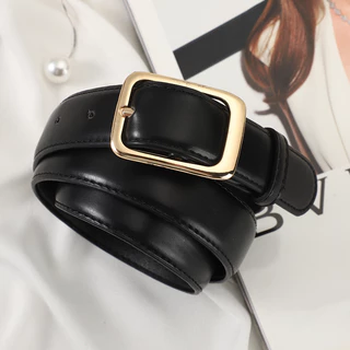 สตรีใหม่อินเทรนด์ Slim Gold Pin Buckle ทนทานเข็มขัด Chic อเนกประสงค์สําหรับกางเกงยีนส์สํานักงาน Casual