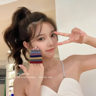 ยางรัดผมยืดหยุ่นสูงเกาหลีสําหรับผู้หญิงสาวผู้ถือผมหางม้าที่มีสีสันไม่มีแถบยืดความเสียหาย