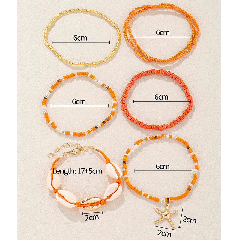 ชุดสร้อยข้อมือลูกปัดโบฮีเมียนพร้อมปลาดาวเสน่ห์7ชิ้นเครื่องประดับชายหาดสําหรับผู้หญิงของขวัญ - รูปที่ 6