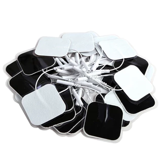 3 สีแผ่นอิเล็กโทรด 5x5 ซม.ผ้าไม่ทอประเภทเข็มพร้อมหางสําหรับเครื่องนวดบําบัด TENS