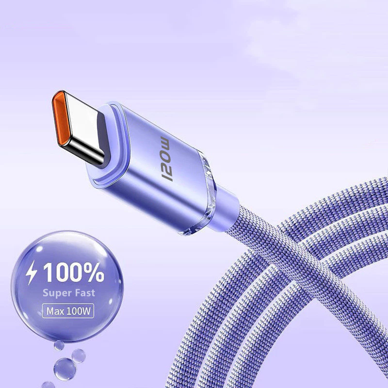 120W 6A สาย USB Type C สายชาร์จเร็วสําหรับสมาร์ทโฟนการส่งสัญญาณสายไฟชาร์จเร็ว thumbnail 7