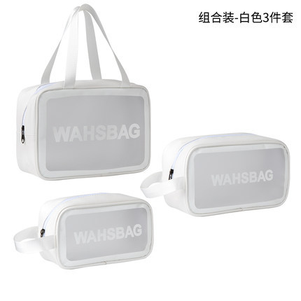 Frosted PU Travel กระเป๋าเครื่องสําอางขนาดใหญ่ความจุกันน้ํา Toiletry Organizer สําหรับว่ายน้ําชายหาด