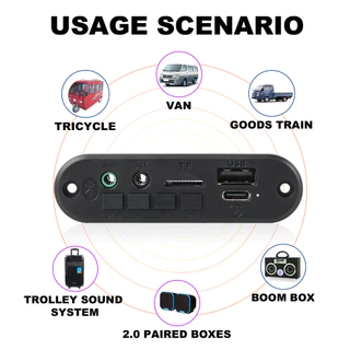 [Shopee Choice] 2*3W 6W เครื่องขยายเสียง 5V MP3 บอร์ดบลูทูธ 5.0 เสียงสเตอริโอ DIY รถ MP3 เครื่องเล่นวิทยุ FM TF USB 3.5 มม.แจ็คไมโครโฟนบันทึก Call
