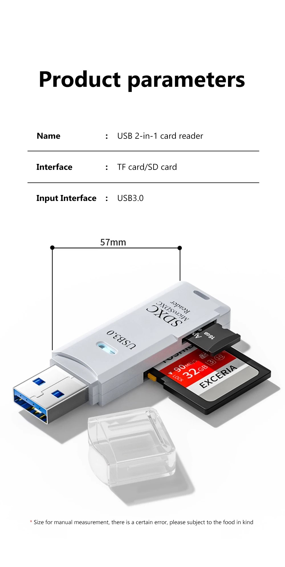 2 IN 1 อะแดปเตอร์การ์ดรีดเดอร์ USB 3.0 SD TF ความเร็วสูง สําหรับคอมพิวเตอร์ แล็ปท็อป