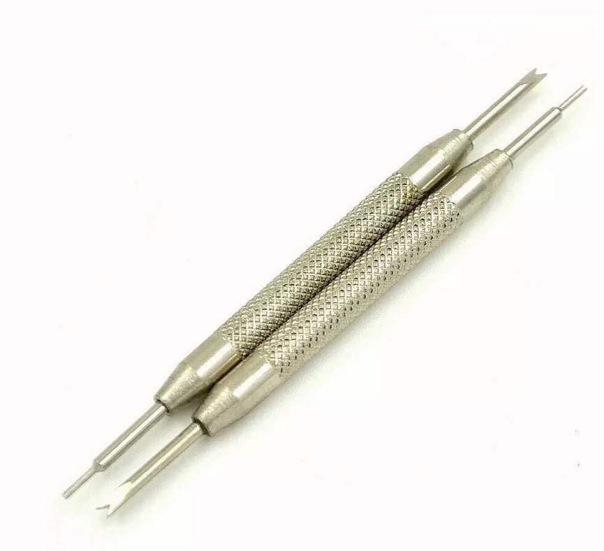 2 ชิ้น พรีเมี่ยม โลหะ สายนาฬิกา เชื่อมโยง Pin Pusher นาฬิกา สร้อยข้อมือ สปริงบาร์ เครื่องมือถอด ทนทาน เหล็ก หมุด และส้อม V ปลาย สําหรับซ่อมนาฬิกา