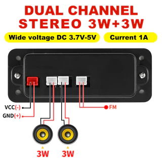 Mini 2x3W บลูทูธ 5.0 เครื่องขยายเสียง DC 3.7V-5V พร้อมรีโมทและจอแสดงผล, Ultra-Low แรงดันไฟฟ้าโมดูลรับสัญญาณเสียงสําหรับ DIY ลําโพงแบบพกพา