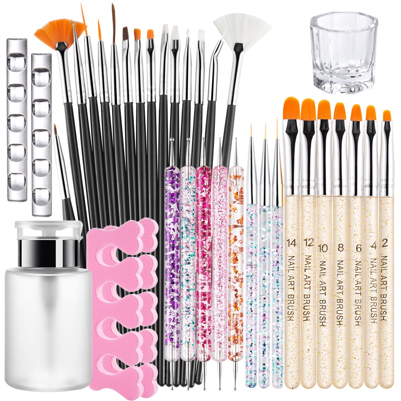 Lusluking 36 ชิ้น ชุดแปรงเพ้นท์เล็บ ปากกาแต่งแต้มจุด ปากกาไลเนอร์ เครื่องมือทําเล็บ ปากกาออกแบบเล็บ ชุด
