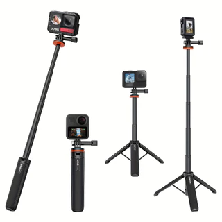 VRIG TP-08 ขาตั้งกล้อง Selfie Stick สําหรับ Insta360 X3 อุปกรณ์เสริม GoPro สําหรับ GoPro Max Hero 10 9 8 7 6 5 4, DJI Osmo Action, Insta 360 One R และ More Action กล้อง (20.1) สีดํา