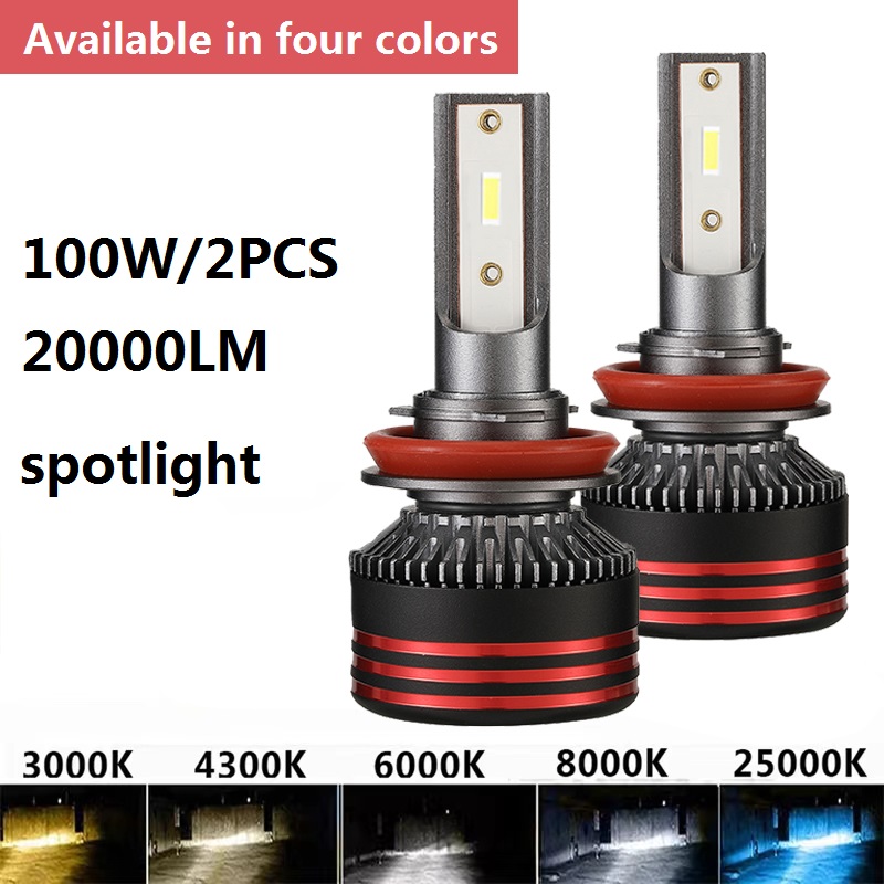 หลอดไฟหน้ารถยนต์ LED H7 H4 3000K 4500K 6500K 8000K H11 9005 9006 สว่างมาก 2 ชิ้น