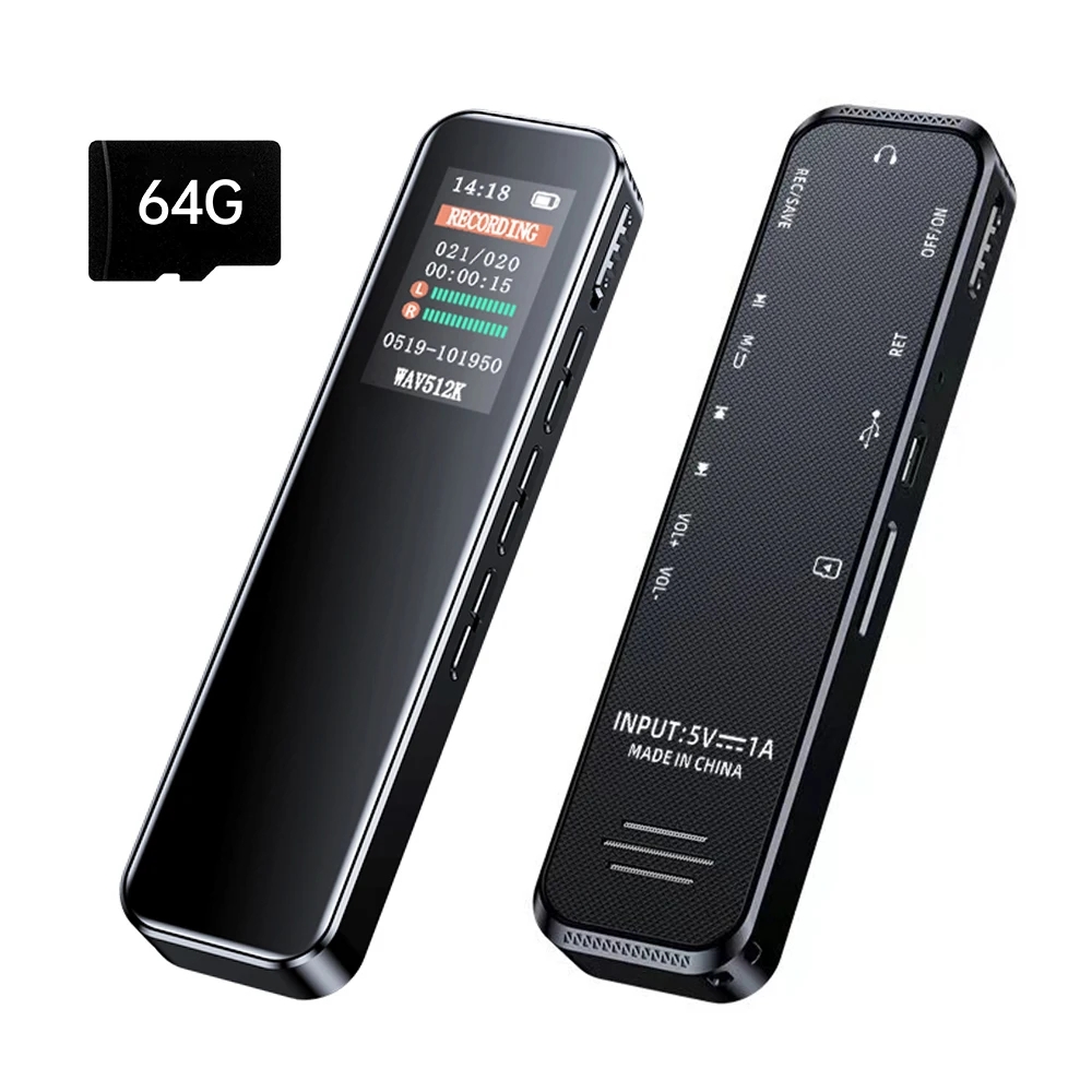 เครื่องบันทึกเสียงดิจิทัล 64GB 32G ลดเสียงรบกวน พร้อมเครื่องเล่นเพลง MP3 1536KBPS HD