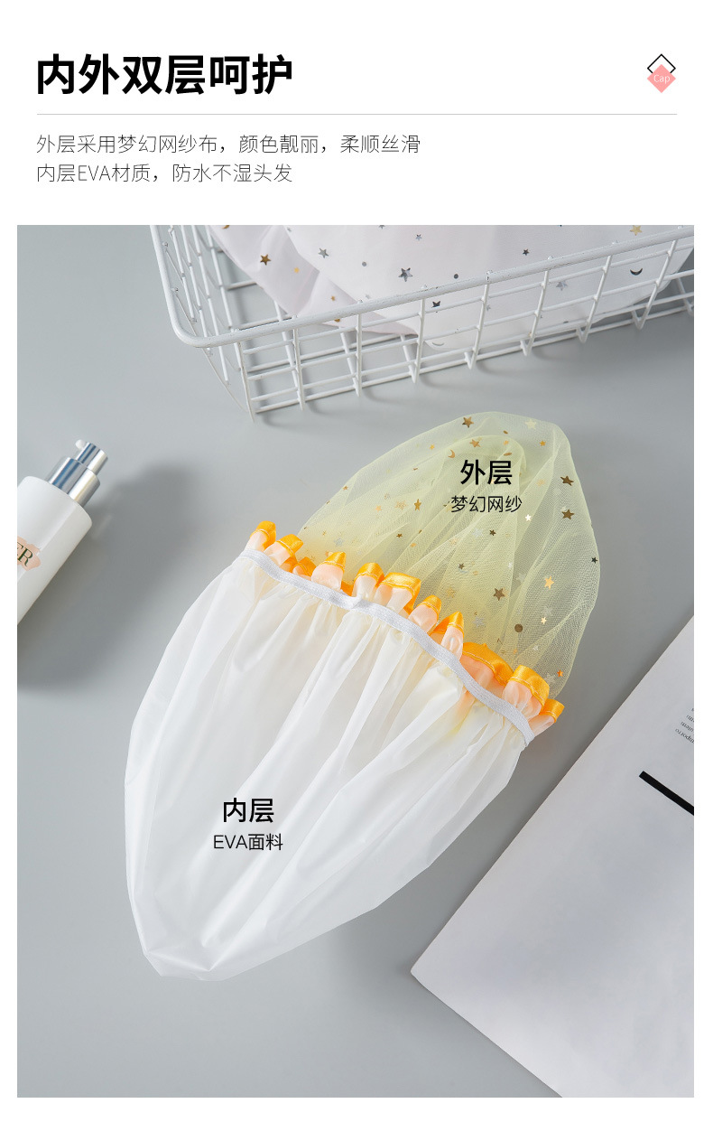 หมวกอาบน้ําสําหรับผู้หญิงกันน้ําสําหรับอาบน้ําใช้ในครัวเรือนแต่งหน้าห้องครัวฟูมน้ํามันและฝาครอบกันฝุ่น - รูปที่ 2