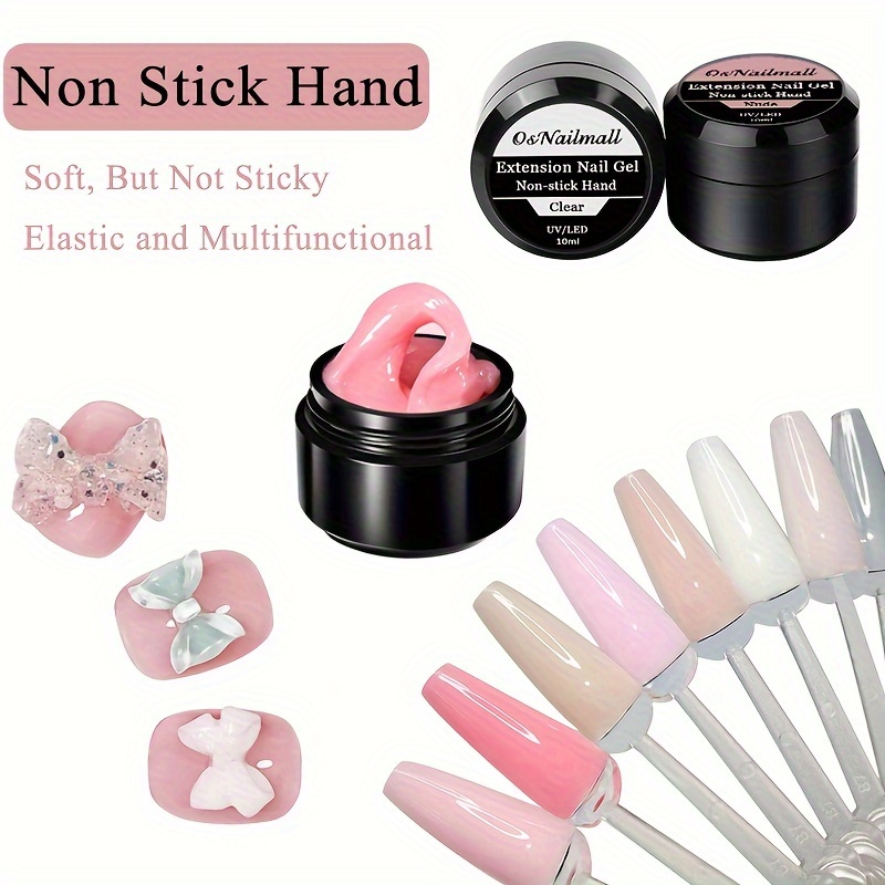10 ml โซลิดสเตท Non Stick Hand Solid Extension เล็บเจล Clear Nude Pink Extension Gel Rhinestone กาวเจล Easy to Operate