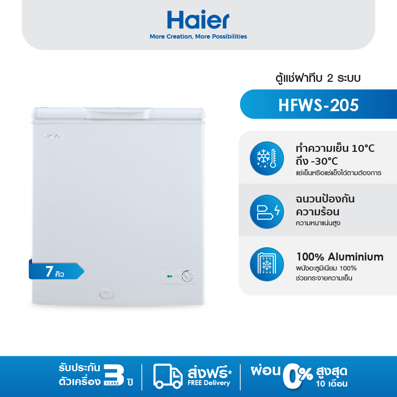 Haier ตู้แช่แข็งฝาทึบ 2 ระบบ ความจุ 7 คิว รุ่น HFWS-205