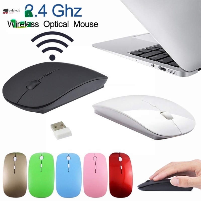 เมาส์ไร้สายออปติคัล 2.4G ตัวรับสัญญาณ USB Air Mouse เมาส์คอมพิวเตอร์ไร้สายเมาส์สําหรับแล็ปท็อปโน้ตบุ๊ค! เมาส์ 1 ชิ้นแบบบางพิเศษ